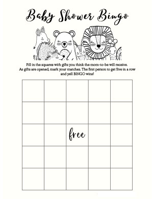 baby shower bingo blank card template
