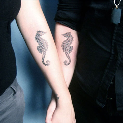 seahorse tattoo design for couples after pregnancy loss