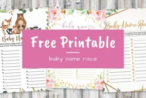Free Printable Baby Name Race Game for Baby Shower - Mindfulness Mama