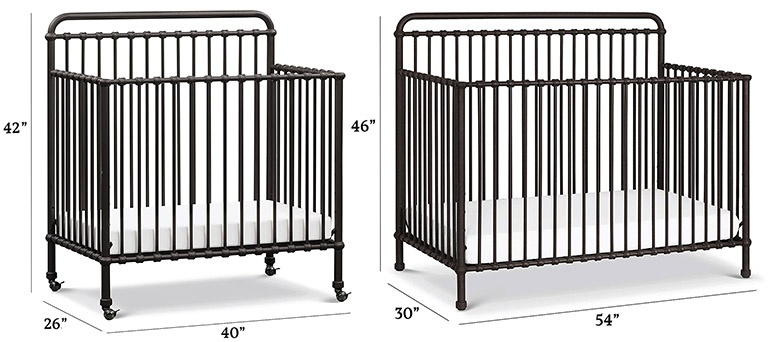 Million Dollar Baby Classic Winston 4-in-1 mini crib vs crib dimensions